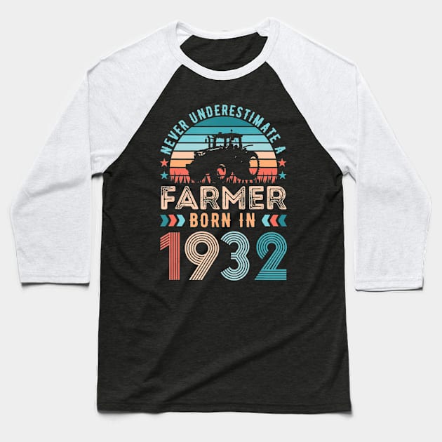 Farmer born in 1932 Farming Gift 90th Birthday Baseball T-Shirt by Zak N mccarville